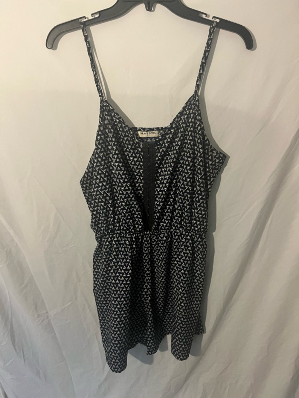 Brave Soul Navy and White Geometric Print Romper